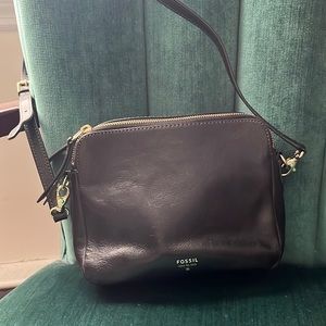 Black Fossil Crossbody Bag